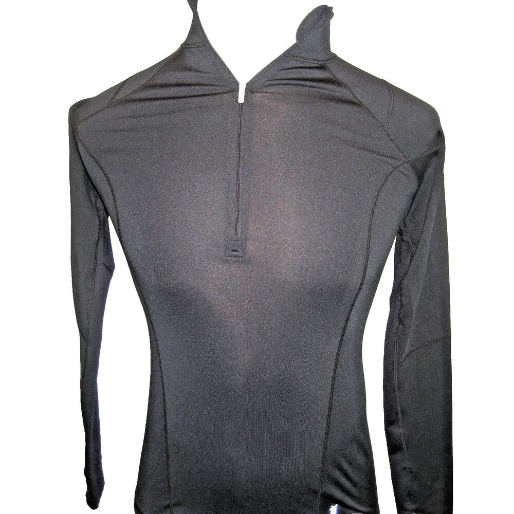 Womens Reebok Black 1/4 Zip Pullover Compression Exercise Shirt sz Sm